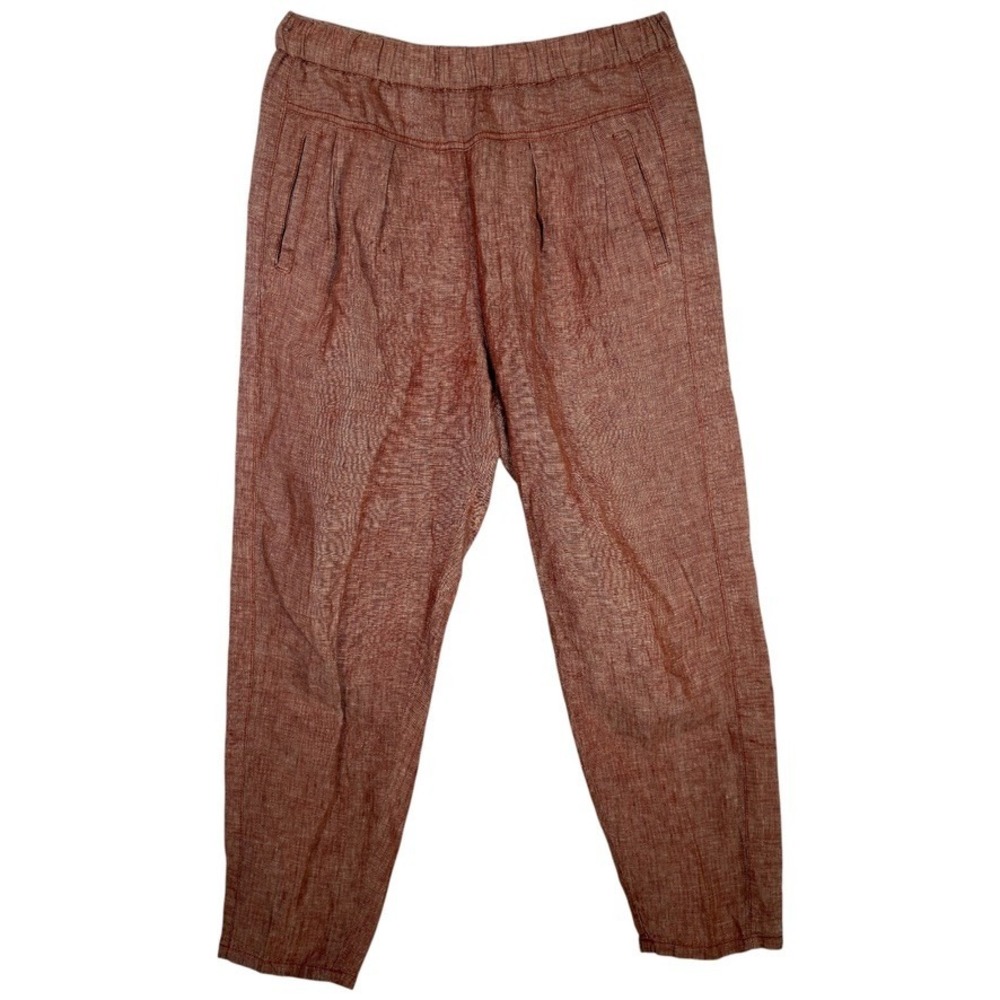 Hei Hei Anthropologie 100% Linen Pull On Tapered Pants Rust Women's XS
